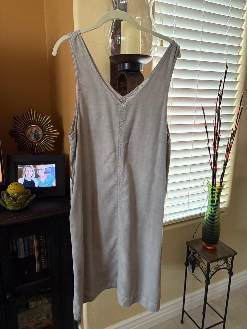 tea n rose Sleeveless V-Neck Tencel Dress in Light Gray